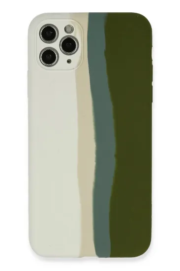 Newface iPhone 11 Pro Kılıf Ebruli Lansman Silikon - Beyaz-Yeşil resmi