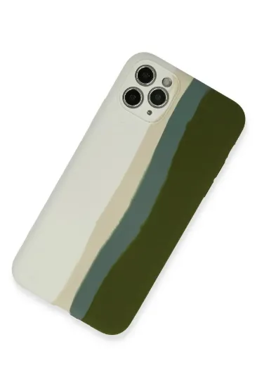 Newface iPhone 11 Pro Kılıf Ebruli Lansman Silikon - Beyaz-Yeşil resmi