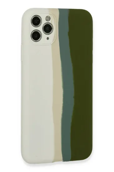Newface iPhone 11 Pro Kılıf Ebruli Lansman Silikon - Beyaz-Yeşil resmi