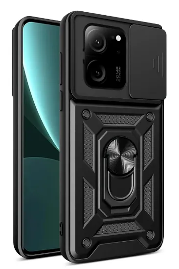 Newface Xiaomi Mi 13T Pro Kılıf Pars Lens Yüzüklü Silikon - Siyah resmi