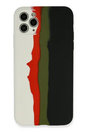 Newface iPhone 11 Pro Kılıf Ebruli Lansman Silikon - Beyaz-Siyah resmi
