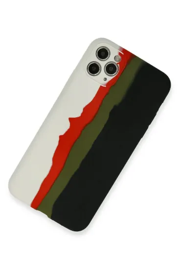 Newface iPhone 11 Pro Kılıf Ebruli Lansman Silikon - Beyaz-Siyah resmi