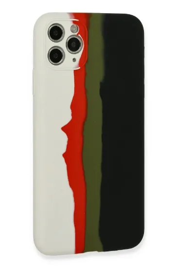 Newface iPhone 11 Pro Kılıf Ebruli Lansman Silikon - Beyaz-Siyah resmi