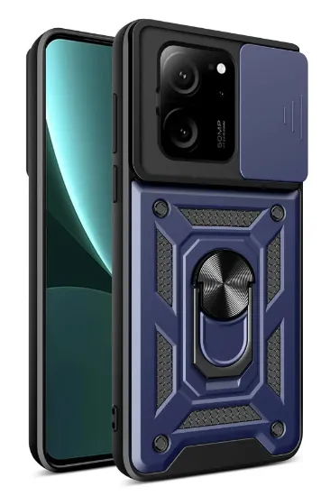 Newface Xiaomi Mi 13T Pro Kılıf Pars Lens Yüzüklü Silikon - Lacivert resmi