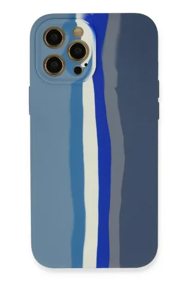 Newface iPhone 12 Pro Kılıf Ebruli Lansman Silikon - Mavi-Gri resmi