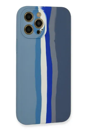Newface iPhone 12 Pro Kılıf Ebruli Lansman Silikon - Mavi-Gri resmi