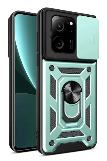 Newface Xiaomi Mi 13T Pro Kılıf Pars Lens Yüzüklü Silikon - Yeşil resmi