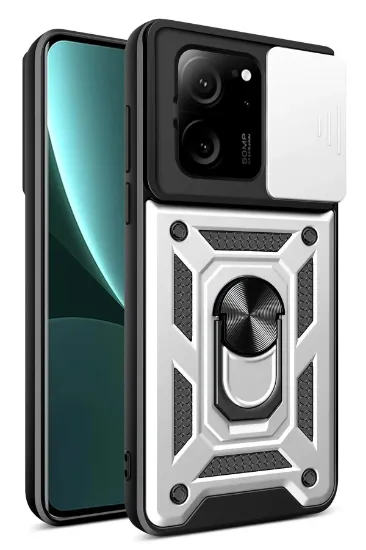 Newface Xiaomi Mi 13T Pro Kılıf Pars Lens Yüzüklü Silikon - Gümüş resmi