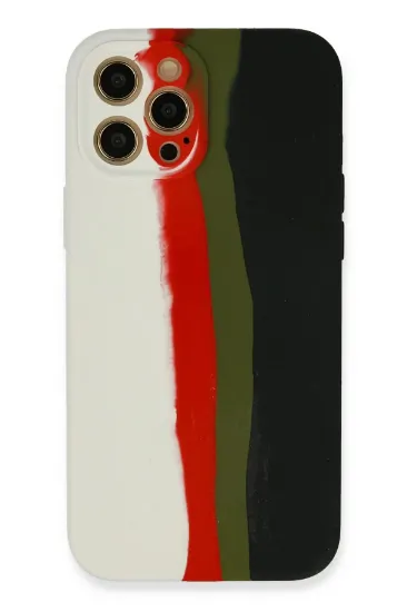 Newface iPhone 12 Pro Kılıf Ebruli Lansman Silikon - Beyaz-Siyah resmi