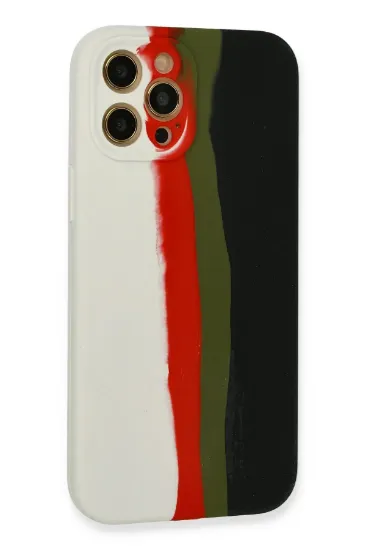 Newface iPhone 12 Pro Kılıf Ebruli Lansman Silikon - Beyaz-Siyah resmi