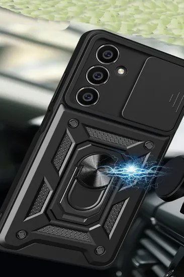 Newface Samsung Galaxy A05 Kılıf Pars Lens Yüzüklü Silikon - Siyah resmi