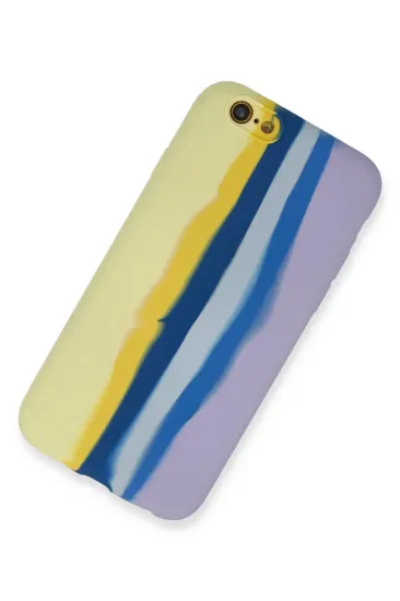 Newface iPhone 6 Kılıf Ebruli Lansman Silikon - Sarı-Lila resmi