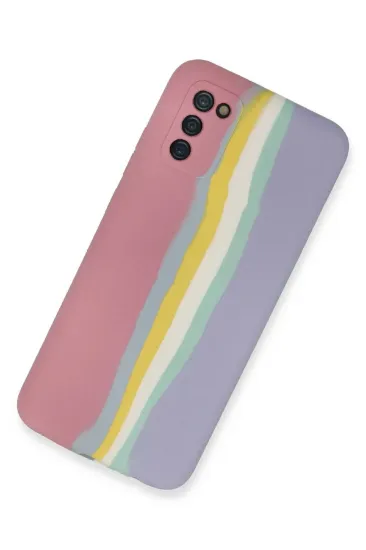 Newface Samsung Galaxy A03S Kılıf Ebruli Lansman Silikon - Pembe-Lila resmi
