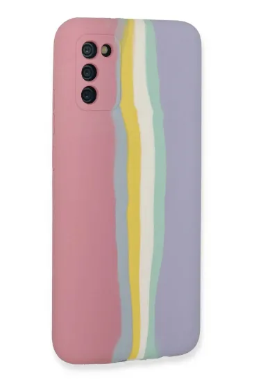 Newface Samsung Galaxy A03S Kılıf Ebruli Lansman Silikon - Pembe-Lila resmi
