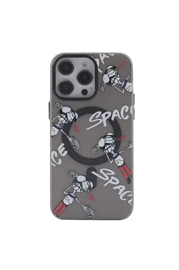 Newface iPhone 13 Pro Max Kılıf Apollo Magneticsafe Desenli Kapak - Apollo Siyah - 3 resmi
