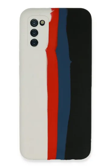Newface Samsung Galaxy A03S Kılıf Ebruli Lansman Silikon - Beyaz-Siyah resmi