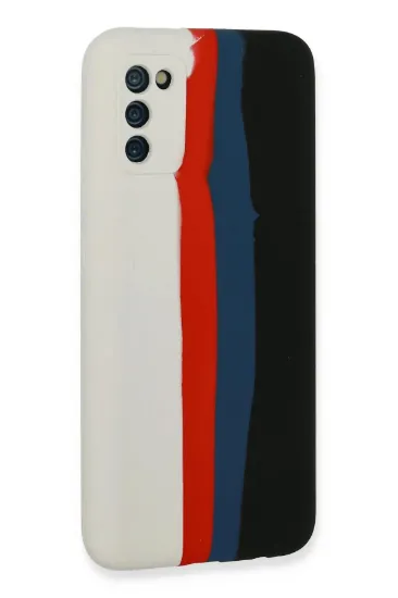 Newface Samsung Galaxy A03S Kılıf Ebruli Lansman Silikon - Beyaz-Siyah resmi