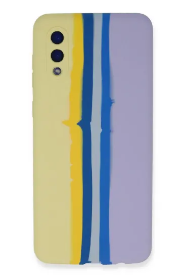 Newface Samsung Galaxy A02 Kılıf Ebruli Lansman Silikon - Sarı-Lila resmi