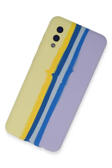 Newface Samsung Galaxy A02 Kılıf Ebruli Lansman Silikon - Sarı-Lila resmi