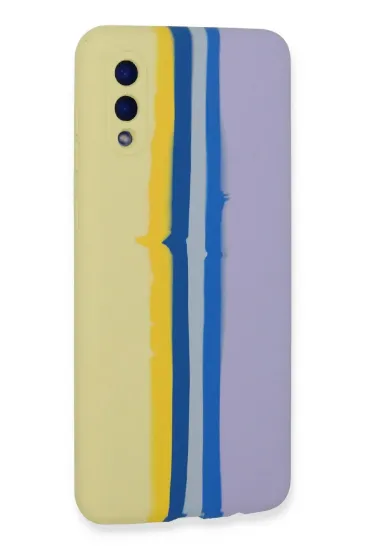 Newface Samsung Galaxy A02 Kılıf Ebruli Lansman Silikon - Sarı-Lila resmi