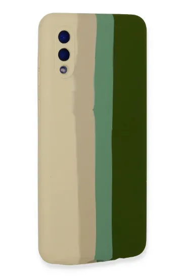 Newface Samsung Galaxy A02 Kılıf Ebruli Lansman Silikon - Beyaz-Yeşil resmi