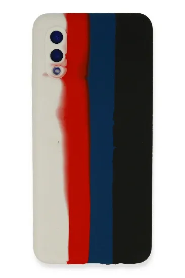 Newface Samsung Galaxy A02 Kılıf Ebruli Lansman Silikon - Beyaz-Siyah resmi