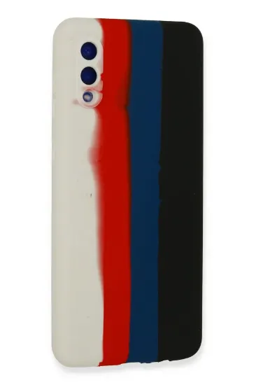 Newface Samsung Galaxy A02 Kılıf Ebruli Lansman Silikon - Beyaz-Siyah resmi