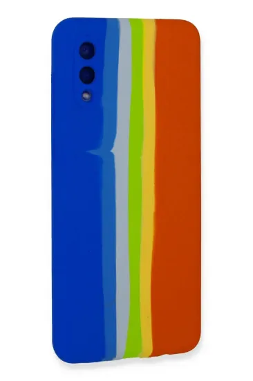 Newface Samsung Galaxy A02 Kılıf Ebruli Lansman Silikon - Mavi-Turuncu resmi