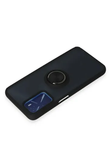 Newface Oppo A16 Kılıf Montreal Yüzüklü Silikon Kapak - Siyah resmi