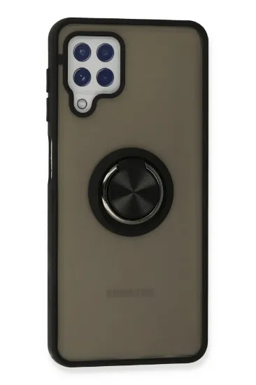 Newface Samsung Galaxy A22 Kılıf Montreal Yüzüklü Silikon Kapak - Siyah resmi