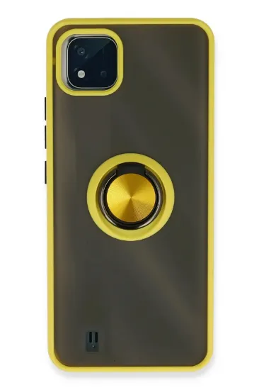 Newface Realme C11 2021 Kılıf Montreal Yüzüklü Silikon Kapak - Sarı resmi