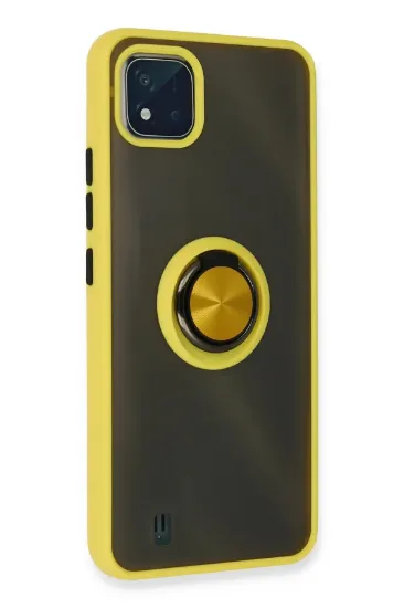 Newface Realme C11 2021 Kılıf Montreal Yüzüklü Silikon Kapak - Sarı resmi