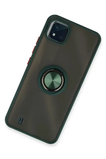 Newface Realme C11 2021 Kılıf Montreal Yüzüklü Silikon Kapak - Yeşil resmi
