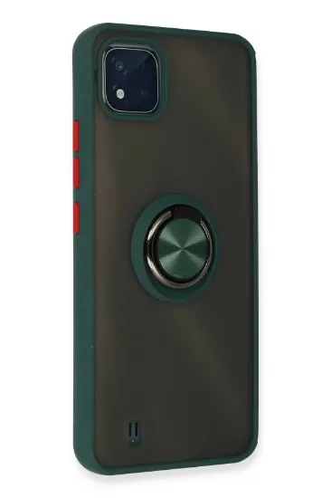 Newface Realme C11 2021 Kılıf Montreal Yüzüklü Silikon Kapak - Yeşil resmi