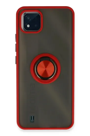 Newface Realme C11 2021 Kılıf Montreal Yüzüklü Silikon Kapak - Kırmızı resmi