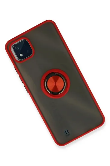 Newface Realme C11 2021 Kılıf Montreal Yüzüklü Silikon Kapak - Kırmızı resmi