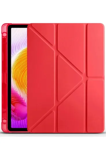 Newface Xiaomi Redmi Pad SE Kılıf Kalemlikli Mars Tablet Kılıfı - Kırmızı resmi