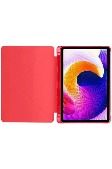 Newface Xiaomi Redmi Pad SE Kılıf Kalemlikli Mars Tablet Kılıfı - Kırmızı resmi