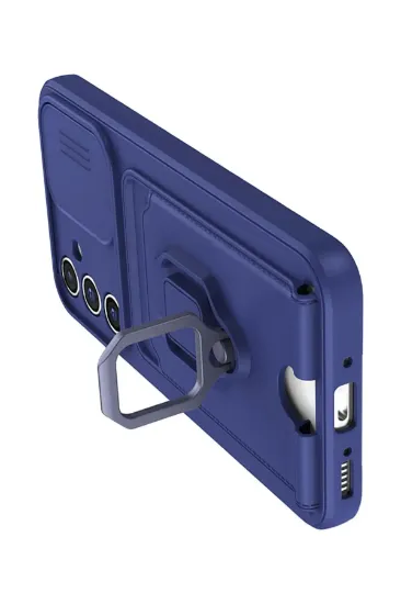 Newface Samsung Galaxy A34 5G Kılıf Zuma Kartvizitli Yüzüklü Silikon - Lacivert resmi