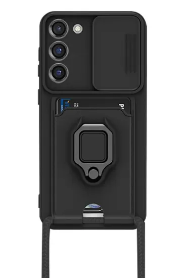 Newface Samsung Galaxy S23 Plus Kılıf Zuma Kartvizitli Yüzüklü Silikon - Siyah resmi