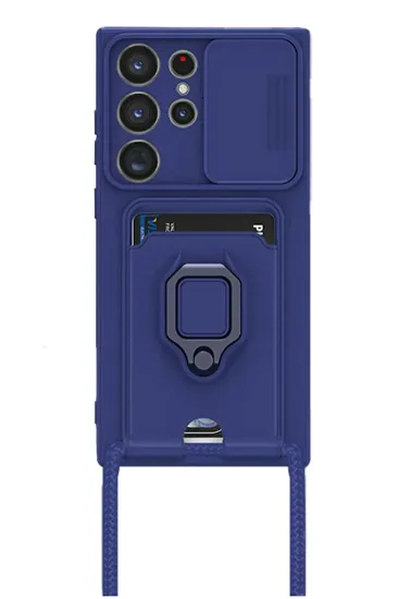 Newface Samsung Galaxy S23 Ultra Kılıf Zuma Kartvizitli Yüzüklü Silikon - Lacivert resmi