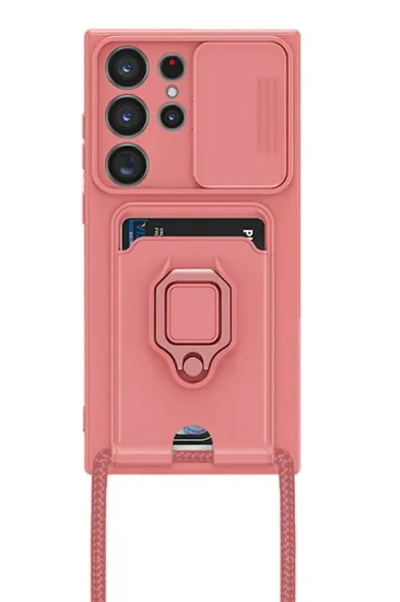 Newface Samsung Galaxy S23 Ultra Kılıf Zuma Kartvizitli Yüzüklü Silikon - Pembe resmi