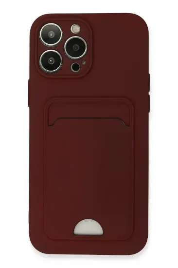 Newface iPhone 13 Pro Max Kılıf Kelvin Kartvizitli Silikon - Bordo resmi