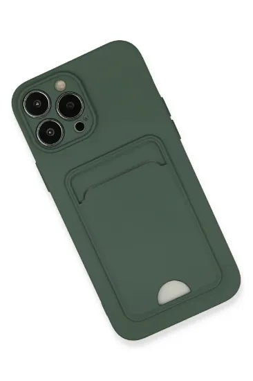 Newface iPhone 13 Pro Max Kılıf Kelvin Kartvizitli Silikon - Koyu Yeşil resmi