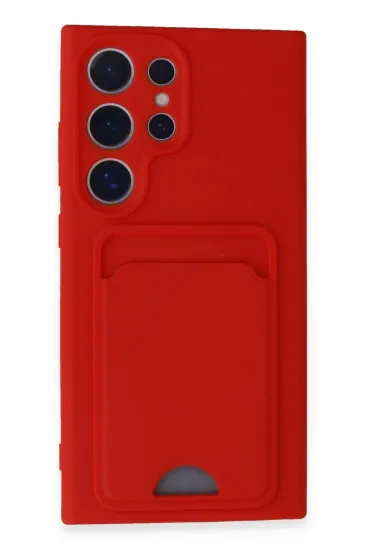 Newface Samsung Galaxy S24 Ultra Kılıf Kelvin Kartvizitli Silikon - Kırmızı resmi