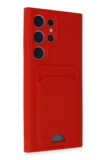 Newface Samsung Galaxy S24 Ultra Kılıf Kelvin Kartvizitli Silikon - Kırmızı resmi