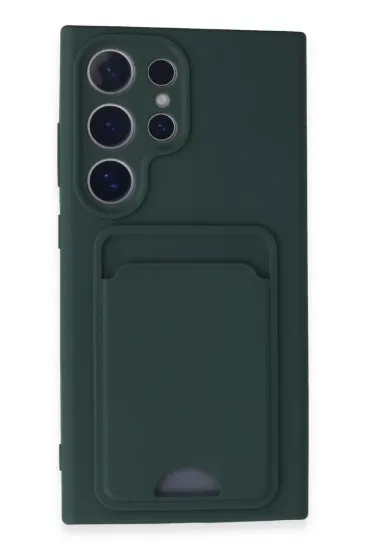 Newface Samsung Galaxy S24 Ultra Kılıf Kelvin Kartvizitli Silikon - Koyu Yeşil resmi