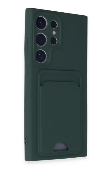 Newface Samsung Galaxy S24 Ultra Kılıf Kelvin Kartvizitli Silikon - Koyu Yeşil resmi