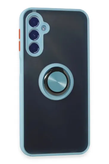 Newface Samsung Galaxy M34 5G Kılıf Montreal Yüzüklü Silikon Kapak - Buz Mavi resmi