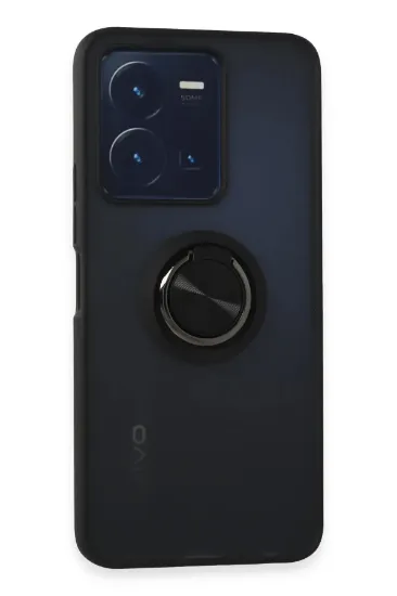 Newface Vivo Y35 Kılıf Montreal Yüzüklü Silikon Kapak - Siyah resmi